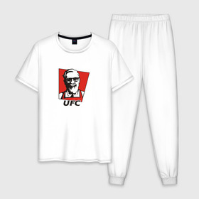 Мужская пижама хлопок с принтом UFC (Конор) в Курске, 100% хлопок | брюки и футболка прямого кроя, без карманов, на брюках мягкая резинка на поясе и по низу штанин
 | kfc | ufc | боец | конор макгрегор