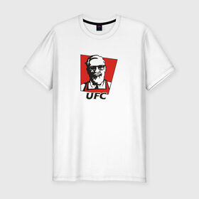 Мужская футболка премиум с принтом UFC (Конор) в Курске, 92% хлопок, 8% лайкра | приталенный силуэт, круглый вырез ворота, длина до линии бедра, короткий рукав | Тематика изображения на принте: kfc | ufc | боец | конор макгрегор