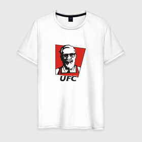 Мужская футболка хлопок с принтом UFC (Конор) в Курске, 100% хлопок | прямой крой, круглый вырез горловины, длина до линии бедер, слегка спущенное плечо. | kfc | ufc | боец | конор макгрегор