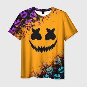 Мужская футболка 3D с принтом MARSHMELLO HALLOWEEN в Курске, 100% полиэфир | прямой крой, круглый вырез горловины, длина до линии бедер | Тематика изображения на принте: america | dj | halloween | marshmello | marshmello halloween | usa | америка | маршмелло | маршмелло хеллоуин | хеллоуин | хэллоуин