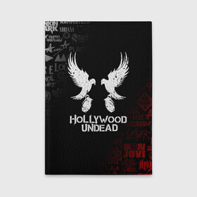 Обложка для автодокументов с принтом HOLLYWOOD UNDEAD в Курске, натуральная кожа |  размер 19,9*13 см; внутри 4 больших “конверта” для документов и один маленький отдел — туда идеально встанут права | deuce | hollywood undead | hu | j dog | shady jeff | голливуд | голливудская нежить | даниэль мурильо | джордан террелл | джордж артур рейган | дилан альварес | мэттью сент клер | нежить