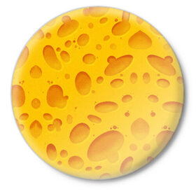 Значок с принтом Сыр в Курске,  металл | круглая форма, металлическая застежка в виде булавки | Тематика изображения на принте: texture | сыр | сырок | текстура | текстура сыра
