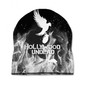 Шапка 3D с принтом HOLLYWOOD UNDEAD в Курске, 100% полиэстер | универсальный размер, печать по всей поверхности изделия | deuce | hollywood undead | hu | j dog | shady jeff | голливуд | голливудская нежить | даниэль мурильо | джордан террелл | джордж артур рейган | дилан альварес | мэттью сент клер | нежить