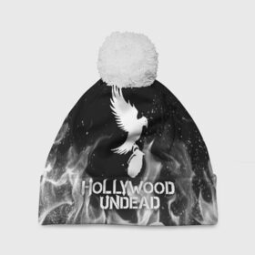 Шапка 3D c помпоном с принтом HOLLYWOOD UNDEAD в Курске, 100% полиэстер | универсальный размер, печать по всей поверхности изделия | deuce | hollywood undead | hu | j dog | shady jeff | голливуд | голливудская нежить | даниэль мурильо | джордан террелл | джордж артур рейган | дилан альварес | мэттью сент клер | нежить