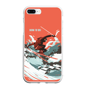 Чехол для iPhone 7Plus/8 Plus матовый с принтом BORN TO SKI в Курске, Силикон | Область печати: задняя сторона чехла, без боковых панелей | горы | зима | лыжи | природа | снег | спорт