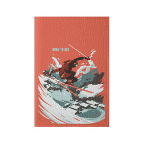 Обложка для паспорта матовая кожа с принтом BORN TO SKI в Курске, натуральная матовая кожа | размер 19,3 х 13,7 см; прозрачные пластиковые крепления | горы | зима | лыжи | природа | снег | спорт