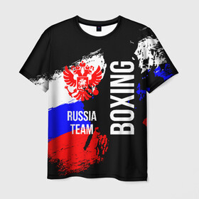 Мужская футболка 3D с принтом Boxing Russia Team в Курске, 100% полиэфир | прямой крой, круглый вырез горловины, длина до линии бедер | boxer | boxing | russia team | бокс | боксер | сборная россии | тайский бокс