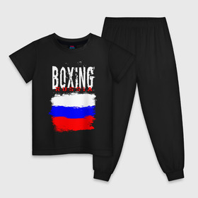 Детская пижама хлопок с принтом Boxing в Курске, 100% хлопок |  брюки и футболка прямого кроя, без карманов, на брюках мягкая резинка на поясе и по низу штанин
 | Тематика изображения на принте: boxer | boxing | russia team | бокс | боксер | кикбоксинг | россия | сборная россии | тайский бокс