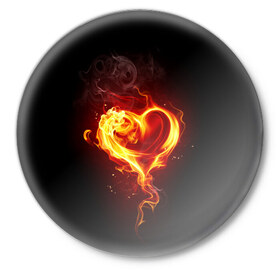 Значок с принтом Огненное сердце в Курске,  металл | круглая форма, металлическая застежка в виде булавки | Тематика изображения на принте: 14 февраля | heart | в подарок | горящее | день святого валентина | для влюбленных | для подарка | огненный | огонь | сердце