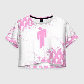 Женская футболка Crop-top 3D с принтом BILLIE EILISH в Курске, 100% полиэстер | круглая горловина, длина футболки до линии талии, рукава с отворотами | be | billie | billie eilish | blohsh | ghoul | билли | билли айлиш