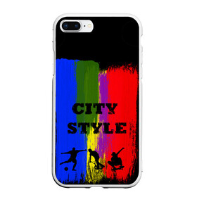 Чехол для iPhone 7Plus/8 Plus матовый с принтом City style в Курске, Силикон | Область печати: задняя сторона чехла, без боковых панелей | city | style | велик | велосипед | велосипедист | графити | граффити | краска | краски. мазки краски | мазки | скуйтборд | спорт | футбол | цветное