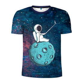 Мужская футболка 3D спортивная с принтом Сэлфи Космонавта в Курске, 100% полиэстер с улучшенными характеристиками | приталенный силуэт, круглая горловина, широкие плечи, сужается к линии бедра | Тематика изображения на принте: galaxy | moon | вселенная | галактика | звезды | космонавт | космос | луна | месяц | сэлфи | сэлфипалка