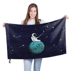 Флаг 3D с принтом Сэлфи Космонавта в Курске, 100% полиэстер | плотность ткани — 95 г/м2, размер — 67 х 109 см. Принт наносится с одной стороны | galaxy | moon | вселенная | галактика | звезды | космонавт | космос | луна | месяц | сэлфи | сэлфипалка