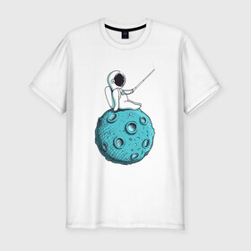 Мужская футболка хлопок Slim с принтом Сэлфи Космонавта в Курске, 92% хлопок, 8% лайкра | приталенный силуэт, круглый вырез ворота, длина до линии бедра, короткий рукав | galaxy | moon | вселенная | галактика | звезды | космонавт | космос | луна | месяц | сэлфи | сэлфипалка