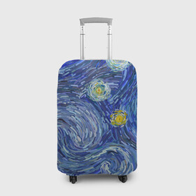 Чехол для чемодана 3D с принтом Полотно ван Гога в Курске, 86% полиэфир, 14% спандекс | двустороннее нанесение принта, прорези для ручек и колес | texture | абстракция | акварель | ван гог | звезды | краски | небо | облака | солнце | текстура