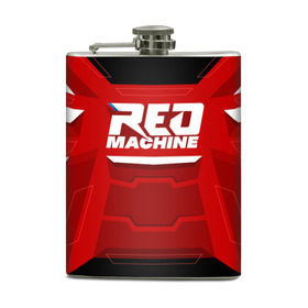 Фляга с принтом Red Machine в Курске, металлический корпус | емкость 0,22 л, размер 125 х 94 мм. Виниловая наклейка запечатывается полностью | hockey | red | russia | team | красная | машина | россия | сборная | хоккей