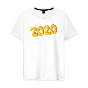 Мужская футболка хлопок с принтом 2020 сыр в Курске, 100% хлопок | прямой крой, круглый вырез горловины, длина до линии бедер, слегка спущенное плечо. | 2020 | животные | крыса | мышь | новый год | символ года