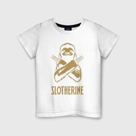 Детская футболка хлопок с принтом Sloth в Курске, 100% хлопок | круглый вырез горловины, полуприлегающий силуэт, длина до линии бедер | animals | sloth | животные | ленивец