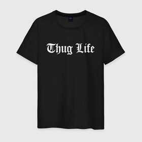 Мужская футболка хлопок с принтом THUG LIFE в Курске, 100% хлопок | прямой крой, круглый вырез горловины, длина до линии бедер, слегка спущенное плечо. | 2pac | thug life | tupac | tupac shakur | жизнь головореза | тупак | тупак шакур