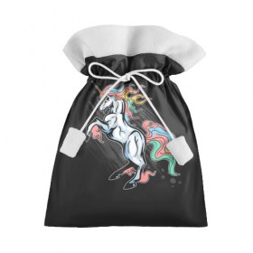 Подарочный 3D мешок с принтом Радужный Единорог в Курске, 100% полиэстер | Размер: 29*39 см | diy | do it yourself | funny | unicorn | единорог | единорожка | искры | лошадь | пламя | радуга | радужная еда | рог | сказка | трум