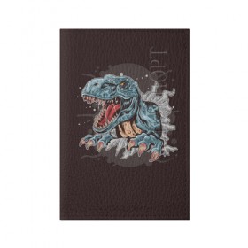 Обложка для паспорта матовая кожа с принтом T-Rex в Курске, натуральная матовая кожа | размер 19,3 х 13,7 см; прозрачные пластиковые крепления | art | dino | dinos | dinosaur | raptor | style | trex | velociraptor | арт | динозавр | мир юрского периода | ти рекс | ящер