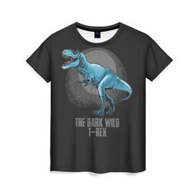 Женская футболка 3D с принтом Dinosaur t-rex в Курске, 100% полиэфир ( синтетическое хлопкоподобное полотно) | прямой крой, круглый вырез горловины, длина до линии бедер | art | dino | dinos | dinosaur | raptor | style | trex | velociraptor | арт | динозавр | мир юрского периода | ти рекс | ящер