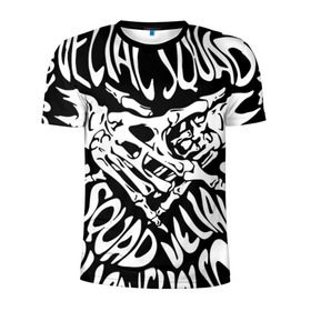 Мужская футболка 3D спортивная с принтом VELIAL SQUAD в Курске, 100% полиэстер с улучшенными характеристиками | приталенный силуэт, круглая горловина, широкие плечи, сужается к линии бедра | Тематика изображения на принте: velial squad | музыка | отряд велиала | рэп | хорроркор | чёрный и белый