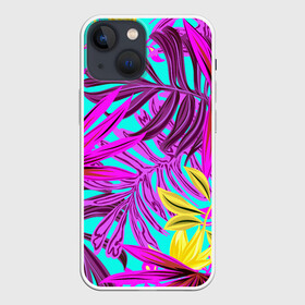 Чехол для iPhone 13 mini с принтом ТРОПИЧЕСКИЙ в Курске,  |  | bright | colorful | neon | retro | vintage | винтаж | неон | неоновые | пальмы | ретро | ретро неон | тропики | тропические листья