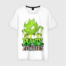 Мужская футболка хлопок с принтом Plants vs. Zombies в Курске, 100% хлопок | прямой крой, круглый вырез горловины, длина до линии бедер, слегка спущенное плечо. | battle | game | plants vs zombies | plants vs zombies battle for neighborville | zombie | битва | битва за нейборвиль | зомби | игра | линии | надпись | растения | растения против зомби