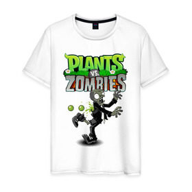 Мужская футболка хлопок с принтом Plants vs. Zombies в Курске, 100% хлопок | прямой крой, круглый вырез горловины, длина до линии бедер, слегка спущенное плечо. | battle | game | plants vs zombies | plants vs zombies battle for neighborville | zombie | битва | битва за нейборвиль | зомби | игра | линии | надпись | растения | растения против зомби