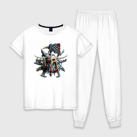 Женская пижама хлопок с принтом Warhammer 40K Orcs в Курске, 100% хлопок | брюки и футболка прямого кроя, без карманов, на брюках мягкая резинка на поясе и по низу штанин | warhammer 40k orcs