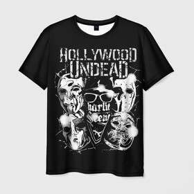 Мужская футболка 3D с принтом Hollywood Undead в Курске, 100% полиэфир | прямой крой, круглый вырез горловины, длина до линии бедер | charlie scene | danny | funny man | hollywood undead | hu | j dog | johnny 3 tears | голливудская нежить | голубь | голубь с гранатой | граната | ню метал | рэп метал | рэп рок