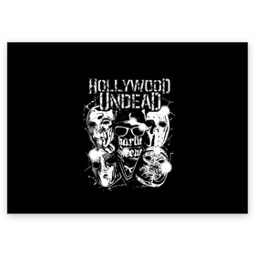 Поздравительная открытка с принтом Hollywood Undead в Курске, 100% бумага | плотность бумаги 280 г/м2, матовая, на обратной стороне линовка и место для марки
 | charlie scene | danny | funny man | hollywood undead | hu | j dog | johnny 3 tears | голливудская нежить | голубь | голубь с гранатой | граната | ню метал | рэп метал | рэп рок