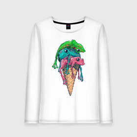 Женский лонгслив хлопок с принтом IceCream в Курске, 100% хлопок |  | cold | frog | frogs | horn | ice cream | summer | toad | winter | жаба | жабы | зима | картинка | картинки | лето | лягушка | лягушки | мороженное | мороженое | рожок | холодно