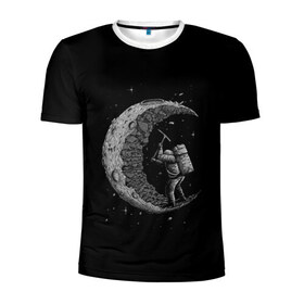 Мужская футболка 3D спортивная с принтом Лунокоп в Курске, 100% полиэстер с улучшенными характеристиками | приталенный силуэт, круглая горловина, широкие плечи, сужается к линии бедра | cat | galaxy | moon | nasa | space | вселенная | галактика | звезды | космонавт | космос | луна | наса | скафандр