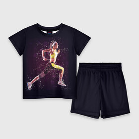 Детский костюм с шортами 3D с принтом Бег, фитнес, спорт, спортсмен в Курске,  |  | Тематика изображения на принте: бег | спорт | спортсмен | фитнес