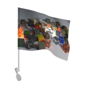 Флаг для автомобиля с принтом MINECRAFT BLOX в Курске, 100% полиэстер | Размер: 30*21 см | craft | creeper | dungeon | dungeons | earth | game | logo | mine | minecraft | mobile | online | дунгеонс | земля | зомби | игра | крипер | лого | майкрафт | майнкрафт | мобайл | онлайн | подземелье | подземелья