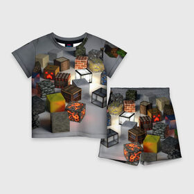 Детский костюм с шортами 3D с принтом MINECRAFT BLOX в Курске,  |  | craft | creeper | dungeon | dungeons | earth | game | logo | mine | minecraft | mobile | online | дунгеонс | земля | зомби | игра | крипер | лого | майкрафт | майнкрафт | мобайл | онлайн | подземелье | подземелья