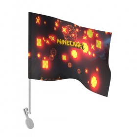 Флаг для автомобиля с принтом MINECRAFT в Курске, 100% полиэстер | Размер: 30*21 см | craft | creeper | dungeon | dungeons | earth | game | logo | mine | minecraft | mobile | online | дунгеонс | земля | зомби | игра | крипер | лого | майкрафт | майнкрафт | мобайл | онлайн | подземелье | подземелья