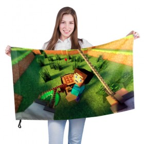 Флаг 3D с принтом MINECRAFT 2019 в Курске, 100% полиэстер | плотность ткани — 95 г/м2, размер — 67 х 109 см. Принт наносится с одной стороны | 