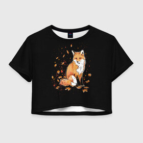 Женская футболка Cropp-top с принтом FOX в Курске, 100% полиэстер | круглая горловина, длина футболки до линии талии, рукава с отворотами | 20 | 2020 | animal | animals | forest | fox | redhead | животное | животные | зима | лес | лис | лиса | лисица | новый год | рыжая | фыр