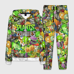 Мужской костюм 3D с принтом PLANTS VS ZOMBIES в Курске, 100% полиэстер | Манжеты и пояс оформлены тканевой резинкой, двухслойный капюшон со шнурком для регулировки, карманы спереди | battle | plants | plants vs zombies | pvsz | vs | zombies | растения против зомби