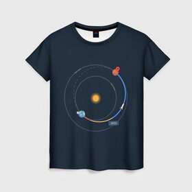 Женская футболка 3D с принтом Земля - Марс в Курске, 100% полиэфир ( синтетическое хлопкоподобное полотно) | прямой крой, круглый вырез горловины, длина до линии бедер | 2022 | cat | elon | galaxy | mars | moon | musk | nasa | space | spacex | tesla | вселенная | галактика | звезды | илон | космонавт | космос | луна | марс | маск | наса | скафандр | тесла