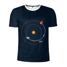 Мужская футболка 3D спортивная с принтом Земля - Марс в Курске, 100% полиэстер с улучшенными характеристиками | приталенный силуэт, круглая горловина, широкие плечи, сужается к линии бедра | 2022 | cat | elon | galaxy | mars | moon | musk | nasa | space | spacex | tesla | вселенная | галактика | звезды | илон | космонавт | космос | луна | марс | маск | наса | скафандр | тесла