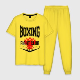 Мужская пижама хлопок с принтом Boxing fight club в Курске, 100% хлопок | брюки и футболка прямого кроя, без карманов, на брюках мягкая резинка на поясе и по низу штанин
 | boxer | boxing | fight club | kickboxing | mma