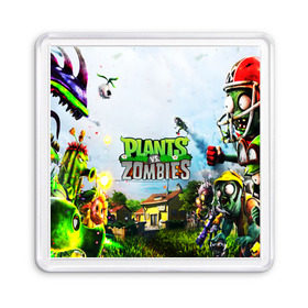 Магнит 55*55 с принтом PLANTS VS. ZOMBIES в Курске, Пластик | Размер: 65*65 мм; Размер печати: 55*55 мм | Тематика изображения на принте: garden warfare | plants | plants vs. zombies | plants vs. zombies: garden warfare | popcap | zombies | кактус | картошка | подсолнух | растения против зомби | сад