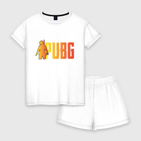 Женская пижама с шортиками хлопок с принтом PUBG в Курске, 100% хлопок | футболка прямого кроя, шорты свободные с широкой мягкой резинкой | playerunknowns battlegrounds | pubg | игра | шутер