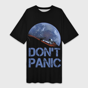 Платье-футболка 3D с принтом Dont Panic в Курске,  |  | Тематика изображения на принте: 2022 | cat | elon | galaxy | mars | moon | musk | nasa | space | spacex | tesla | вселенная | галактика | звезды | илон | космонавт | космос | луна | марс | маск | наса | скафандр | тесла