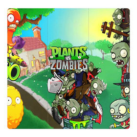 Магнитный плакат 3Х3 с принтом PLANTS VS. ZOMBIES в Курске, Полимерный материал с магнитным слоем | 9 деталей размером 9*9 см | Тематика изображения на принте: garden warfare | plants | plants vs. zombies | plants vs. zombies: garden warfare | popcap | zombies | кактус | картошка | подсолнух | растения против зомби | сад