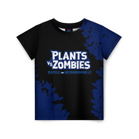Детская футболка 3D с принтом Plants vs. Zombies в Курске, 100% гипоаллергенный полиэфир | прямой крой, круглый вырез горловины, длина до линии бедер, чуть спущенное плечо, ткань немного тянется | battle | game | plants vs zombies | plants vs zombies battle for neighborville | zombie | битва | битва за нейборвиль | зомби | игра | надпись | растения | растения против зомби
